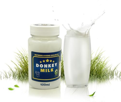 DON DONKEY'S® Eselsmilch 100ml | Frische Rohmilch in 100ml Flasche | Natürliche Pflege für empfindliche Haut & Allergiker | Laktosearme Milch zur Unterstützung von Hautpflege und Ernährung | Gekühlt