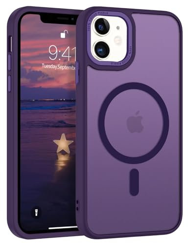 GUAGUA for iPhone 11 Case, iPhone 11 Phone Case, Translucent Matte Magnetic Case [Compatible with MagSafe] Classic Slim Shockproof Protective Phone Cover for iPhone 11 6.1, Dark Purple