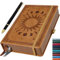 HwxBen liniertes Notizbuch mit Stift, 360 Seiten, 100 g/m² dickes Schreibpapier mit Ledereinband, Hellbraun, 19,6 x 25,4 cm