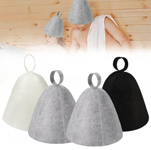 Saunahut, 4 Stück Saunahut Herren, Saunahut Damen Sauna Mütze Saunamütze Saunamütze Herren Saunahut Filz Geeignet für Baden, Sauna, Spa und Andere Aktivitäten