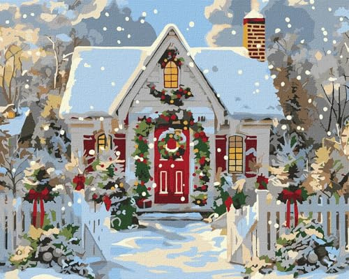 IDEYKA Malen nach Zahlen - Weihnachtshäuschen ©art_selena_ua 40х50cm mit Holzrahmen