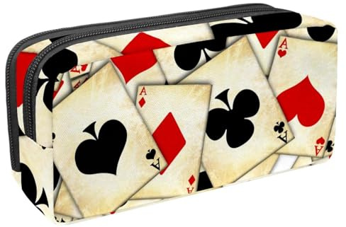 VAPOKF Federmäppchen, Federmäppchen, Schreibwaren-Tasche für Teenager, Jungen, Mädchen, Schul- und Bürobedarf – Spielkarten mit alten Schäden, multi, 2.3x8.2x3.9in/6x21x10cm, Taschen-Organizer
