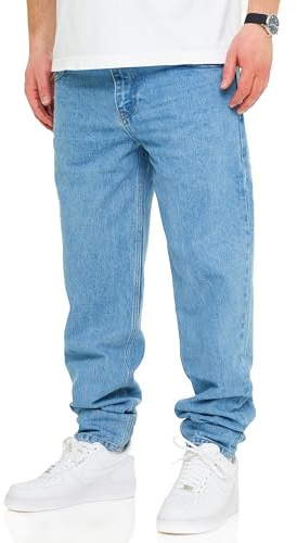behype. Herren Jeans Tapered-Fit Jeanshose 100% Baumwolle Denim Baggy Hose Used Look Men's