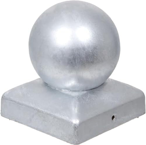 h2i Pfostenkappe Kugel | Stahl verzinkt | 121 x 121 mm | 1 Stk. | Eckige Abdeckkappe für Garten Holzpfosten Pfostenträger & Zaunpfosten in Pyramidenform | Wetterschutz für Holz-Balken & Pfosten