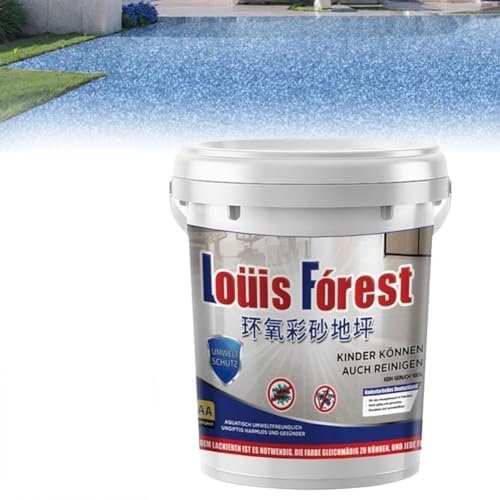 Loui Forest Epoxy Floor Paint,High-gloss Marble Effect Epoxy Floor Coating, Quick-Dry, Non-Slip Waterproof Water-Based Epoxy Floor Paint for Concrete, Basements, Warehouses, Wall Repair (light blue)
