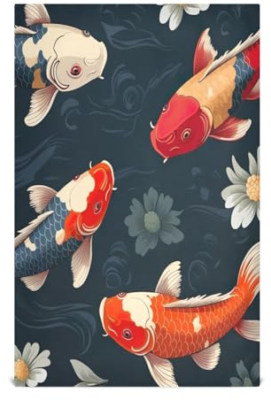GAIREG Viele Koi Fische, blaue Küchentücher, groß, 71,1 x 45,7 cm, saugfähig, schöne Küchentücher, 6 Stück