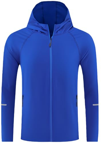 Smatstyle Veste de Course Homme Sport Coupe Vent Jacket Léger Respirant Capuche Avec Poches Zippé Quick Dry Haute Visibilité Pour Sport Jogging Riding Extérieur
