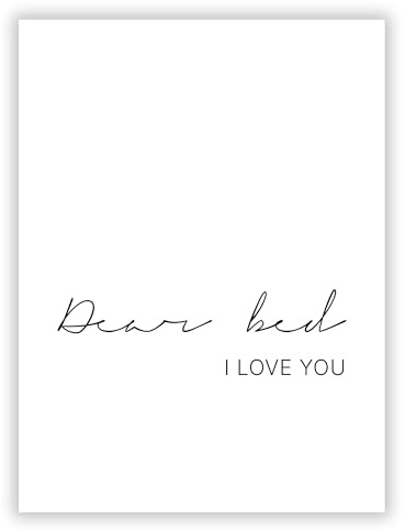 Druck-Palast Dear Bed. I Love You Poster - 30x40cm - Kunstdruck - Schlafzimmer Wohnräume - Minimalistisch Verspielt Romantisch - Hochwertiger semimatter Druck