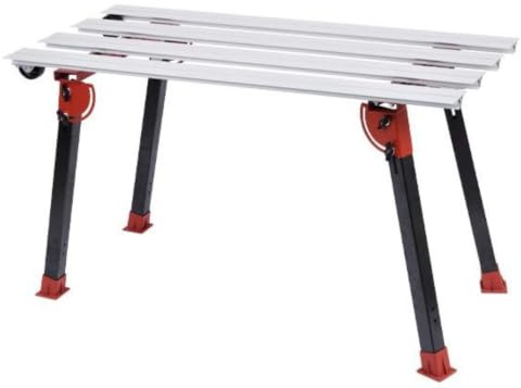 RAIMONDI Banco di Lavoro BIGFOOT M, Per Piastrelle Medio Grande Formato, Piano in Acciaio 135x63 cm, Altezza Regolabile 74-80 cm, Profili in Alluminio Scorrevoli, con Ruote e Maniglia