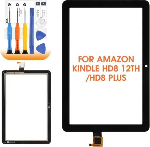 Touch Screen for Amazon Kindle Fire HD8 Plus 12th Generation 2022, Black | Screen Replacement for Kindle Fire HD8 12th Gen 2022, Digitizer Glass Panel with Repair Kit, Not LCD