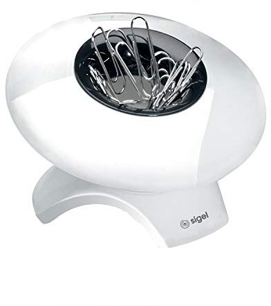 SIGEL SA101 Portafermagli Eyestyle magnetico, bianco/nero, incl. 50 fermagli da ufficio, 1 pz