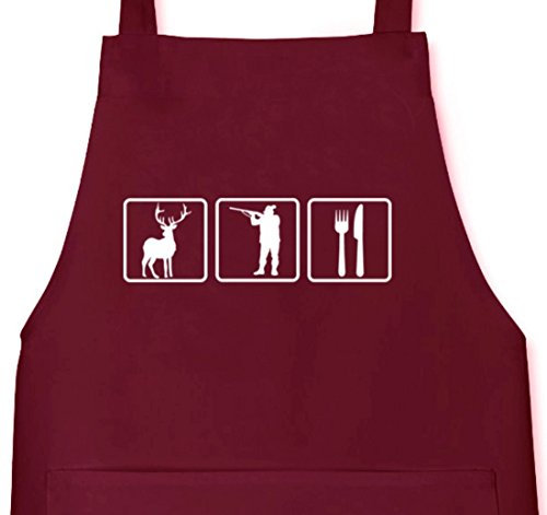 Shirtstreet24, TRIATHLON JAGEN, Jäger Jagd Grillen Barbecue Grill Schürze Kochschürze Latzschürze, Größe: onesize,Burgund