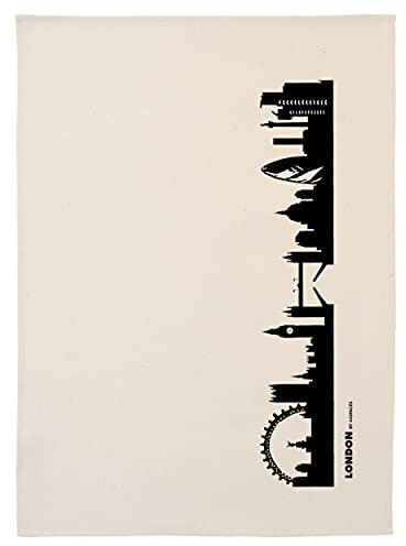 44spaces London Skyline Küchentücher Stadt Design schwarz, 50x70 cm Reine Baumwolle (Bio), Geschirrtücher für Londoner & UK Fans, Geschenkidee Geburtstag Grill-Saison Garten-Fest Mitbringsel