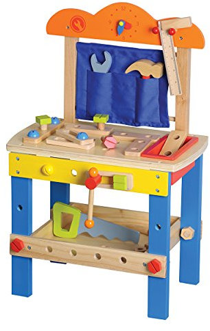 New Classic Toys L10157 Builder Carpentry Construction Work Bench, Multi Color