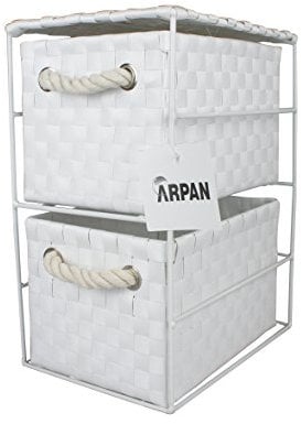 Arpan White 2 Drawer Storage Cabinet Unit Ideal For Home/Office/bedrooms (2 Drawer unit -18x25x33cm)