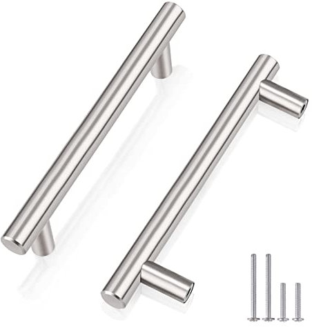 Probrico 10 Pack Brushed Nickel Stainless Steel Kitchen Cabinet T Bar Handle Furniture Drawer Pulls Cuoboard Knobs PD201HSS96(96mm Hole centers/150mm Long) UK Domestic Delivery