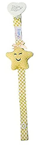 Zigozago - Handgefertigte Schnuller-Clip Schnullerkette kleiner Stern (Gelb)
