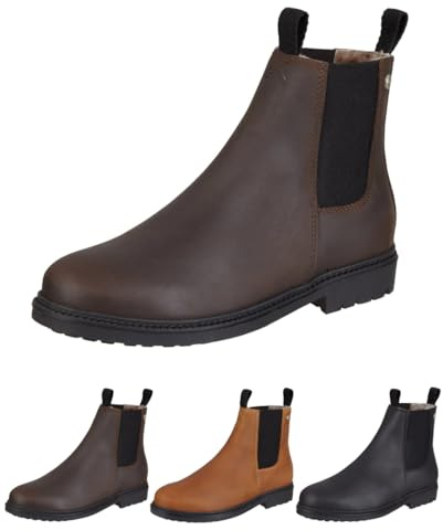 SUEDWIND FOOTWEAR Reitstiefeletten New Work Winter für Damen – Chelsea Boots aus Leder – Reit- & Freizeit-Stiefelette mit Gummisohle & Merino-Lammfellfutter – Schuhe in Braun – Größe 38