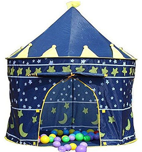 Kids Pop Up Wizard Princess Castle Playing Tent Indoor Outdoor Playhouse Fun Toy by Crystals® (Blue)