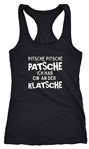 MoonWorks Damen Tanktop Spruch Pitsche Pitsche Patsche Ich hab einen an der Klatsche Racerback