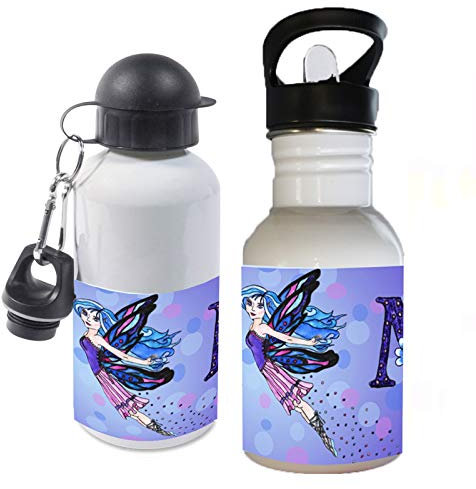 Trinkflasche mit Name/wahlweise 400ml, 500ml oder 600ml + Schriftwahl für Name + Edelstahl oder Aluminium (Fee)