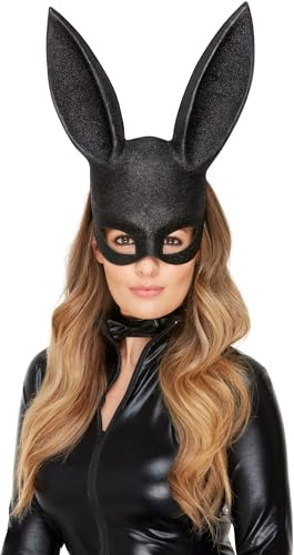 Smiffys Fever Bunny Instant Kit, Black with Mask & Collar, Fever Accessories Fancy Dress, Adult Dress Up Accessories