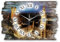 Kreative Feder München Skyline Landhaus Shabby Designer Wanduhr Funkuhr aus Holz *Made in Germany leise ohne Ticken WH075FL 40x27cm (leises Funkuhrwerk)