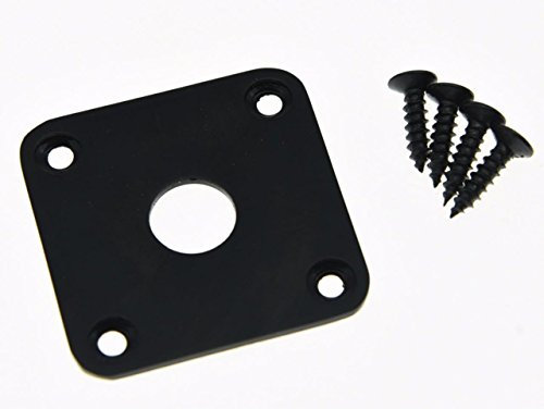 Dopro Black Flat Bottom Metal Jack Plate Flat Base Square Jackplate for Gibson LP Les Paul