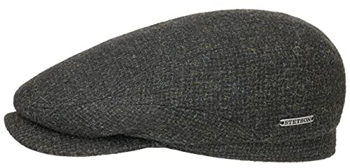 Stetson Belfast Tweed Flatcap Schiebermütze Herren Wollcap mit Baumwollinnenfutter Herbst Winter Oliv 55 cm