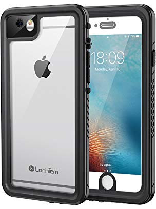 Lanhiem iPhone 6/6s Case - IP68 Waterproof, Dustproof & Shockproof with Built-in Screen Protector, Full Body Sealed Underwater Protection (Black)