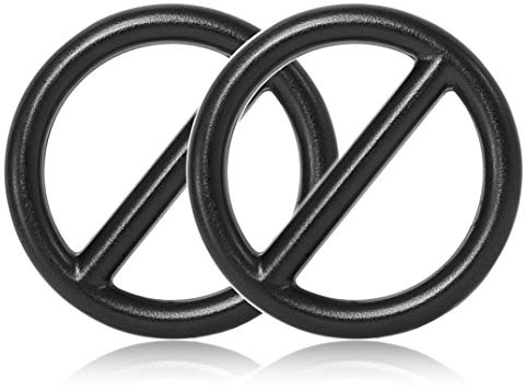 Ganzoo O-Ring mit Steg aus Metall für Hunde-Leine und Halsband, Stegring aus legiertem Stahl rostfrei, Farbe Schwarz, 25 mm Innendurchmesser/33 mm außen, 2 Stück für Paracord 550