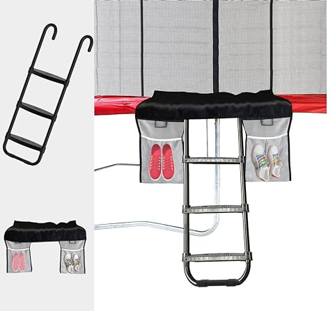 Eurmax Universal Trampoline Ladder with 2 Wide Skid-Proof Steps/Black