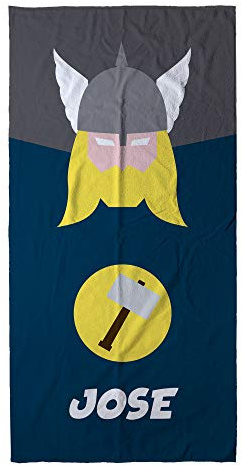 LolaPix Kinder Strandtuch. Strandtuch mit Namen. Personalisiertes Strand Badetuch. Personalisierte Handtuch. Personalisierte Geschenke. Verschiedene Designs und Größen. Thor