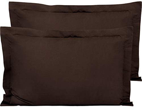 FLXXIE 2 Pack 100% Brushed Microfiber 1800 Oxford Pillowcases, Stain Fade and Wrinkle Resistant, Soft and Cozy King Oxford Pillow Cases | Hotel Quality Pillow Shams, Dark Brown, 50x90 cm