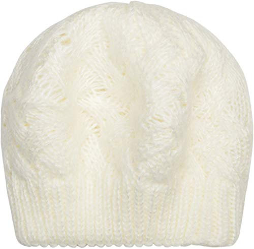 styleBREAKER Damen Strick Baskenmütze mit Zopfmuster, Winter, Barett, Franzosen Mütze 04024166, Farbe:Creme-Weiß