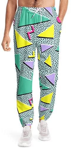 NELife 90s Joggers for Men 80s Sweatpants Funny Casual Track Pants with Elastic Waist Retro Sports Athletic Trousers, White, Medium