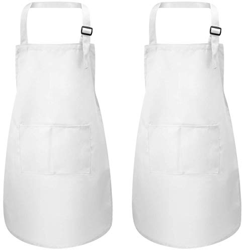 2 Stück Kinderschürze mit Taschen, verstellbar, für Kinder, Kochschürze, für Jungen, Mädchen, Kleinkinder, Kochschürze, Künstlerkinder, Schürze für Handwerk, Malerei, BBQ (7-13 Jahre)