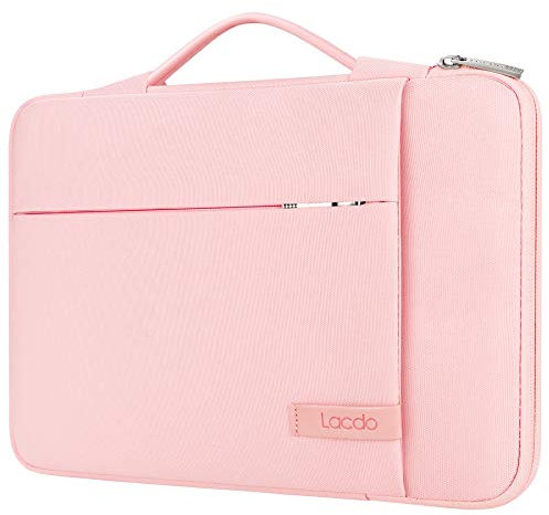 Lacdo 360° Protective Laptop Sleeve Case for 13 inch New MacBook Air M4 A3240 2025/M3 A3113/M2 A2681/M1 A2337, 13 inch New MacBook Pro M2/M1 A2338 A2251 A2289, 13 iPad Air M3 2025/iPad Pro M4, Pink