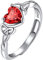 Suplight Solitärring Damen Silber 925 Verstellbarer Ring mit synthetische Rubin - Geburtsstein von Juli - roter Herzform Zirkonia Fingerring Schmuck Accessoire für Frauen Mädchen