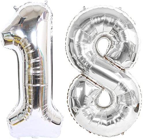 Helium Luftballon 18 Silber Geburtstagsdeko 40 18 Geburtstag Party Dekoration Supplies,ballon 18 geburtstag,18 luftballon silber,folienballon 18 geburtstag mädchen Junge ballon 18 geburtstag(18)
