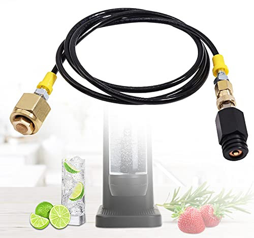 CO2 Schlauch, Adapter-Hochdruckschlauch CO2, 1.5 m Schwarzer dünner Hochdruckschlauch Direktadapter kompatibel mit Wassersprudler Soda Stream,Soda Max, Soda-Stream Crystal, Penguin, Play, Cool