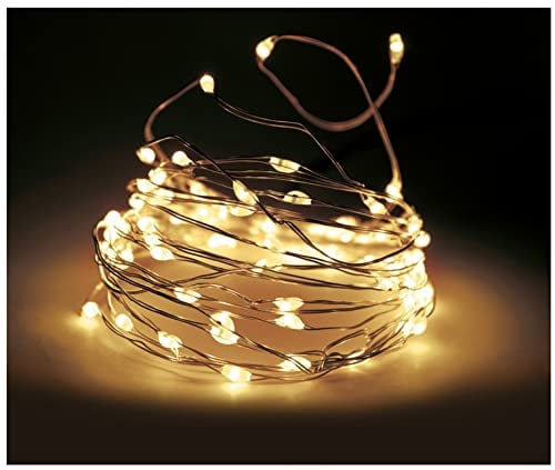 Spetebo Draht Lichterkette mit 200 LED in warm weiß - 1190 cm - mit Fernbedienung Timer Dimmer und 8 Funktionen - Leuchtdraht Weihnachtsdeko Innen Außen