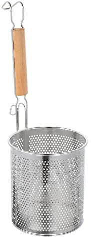 Lurrose Panier à pâtes en Maille avec poignée en Bois - 14 cm - en Acier Inoxydable - Micro-perforé - pour raviolis - pour la Maison