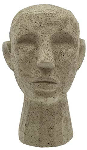 Villa Collection Talvik Kopf Figur Deko, Dekorative Skulptur aus Beton/Zement, Skandinavische Deko Modern, 18,5 x 19,5 x 30 cm, Olivgrün