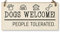 Handmade Wooden Hanging Wall Plaque Dogs Welcome People Tolerated Funny Cute Sign Pet Lover Dog Mum Dad