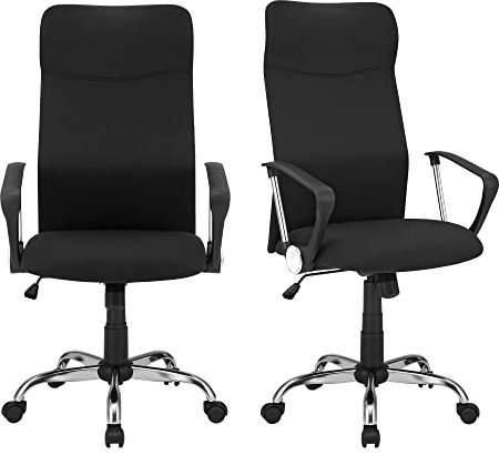 SONGMICS Bürostuhl, 2er Set, ergonomischer Schreibtischstuhl, Drehstuhl, gepolsterter Sitz, höhenverstellbar und neigbar, jeder Stuhl bis 120 kg belastbar, schwarz OBN034B01-2