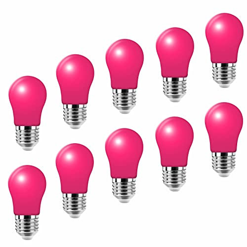Jiotouhu Ampoule E27 Couleur LED 3W Equivalent 30W 250 Lumen, Ampoules Colorées E27 pour Mariage, Fête, Bar, Décor D'ambiance, Non-dimmable, Rose, Lot de 10