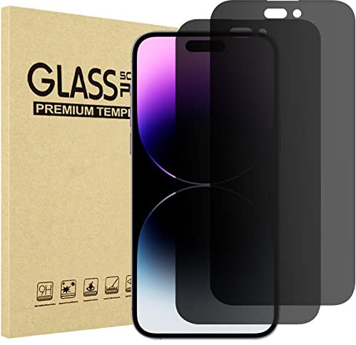 ProCase 2 Stück Privacy Schutzglas für iPhone 14 Pro Max 2022 6,7 Zoll, Sichtschutz Anti-Spy Screen Protector 9H Gehärtetes Glas Sichtschutz Folie Blickschutzfolie Display Schutzfolie