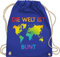 Turnbeutel Rucksack - LGBTQ Kleidung Pride Flag - Die Welt ist bunt – Regenbogen Farben - Unisize - Royalblau - queer turn beutel lgbtqia baumwollrucksack gay stoffbeutel mit kordelzug lgbt tasche
