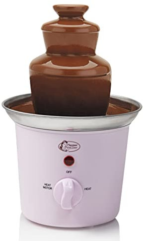 Bestron Schokoladenbrunnen mit 3 Etagen, kleiner Schokobrunnen mit Warmhaltefunktion, 60 Watt, Farbe: Rosa